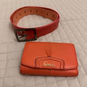 Coach Orange Wallet and pink belt Duo